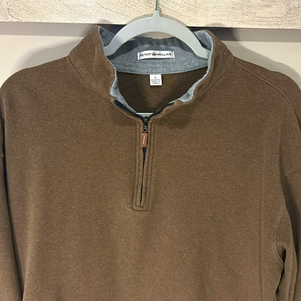 Peter Millar quarter zip size large with leather zip